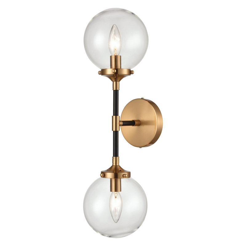 Lueras 21'' High 2-Light Sconce - Matte Black with Antique Gold