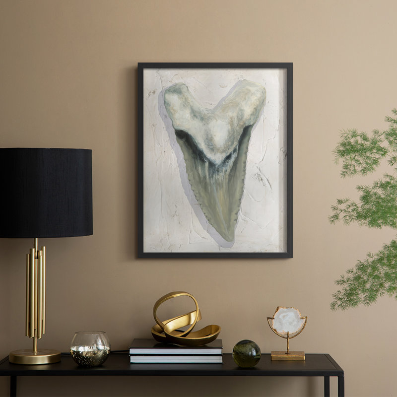 Watercolor Sharks Tooth II Framed Print - Solid Wood, 21" H x 17" W, Black Framed
