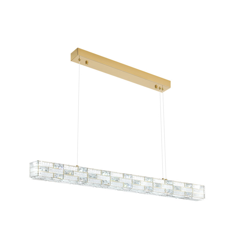 Rectangle K9 Crystal Chandelier Modern Linear Pendant Lighting Fixture For Dining Room Kitchen Island Bedroom L40'' X W3.2'' X H3.2''