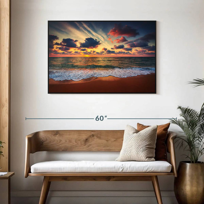 Coucher de soleil d'été, Cadre flottant noir, 43 po x 29 po