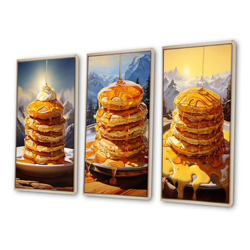 3 pièces sur toile - Pancake Peaks, Cadre flottant brun, H 28 po x l 36 po