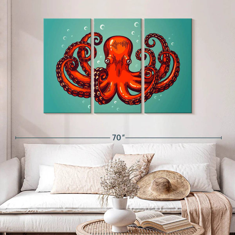 Mighty Red Octopus, 32" H x 50" W