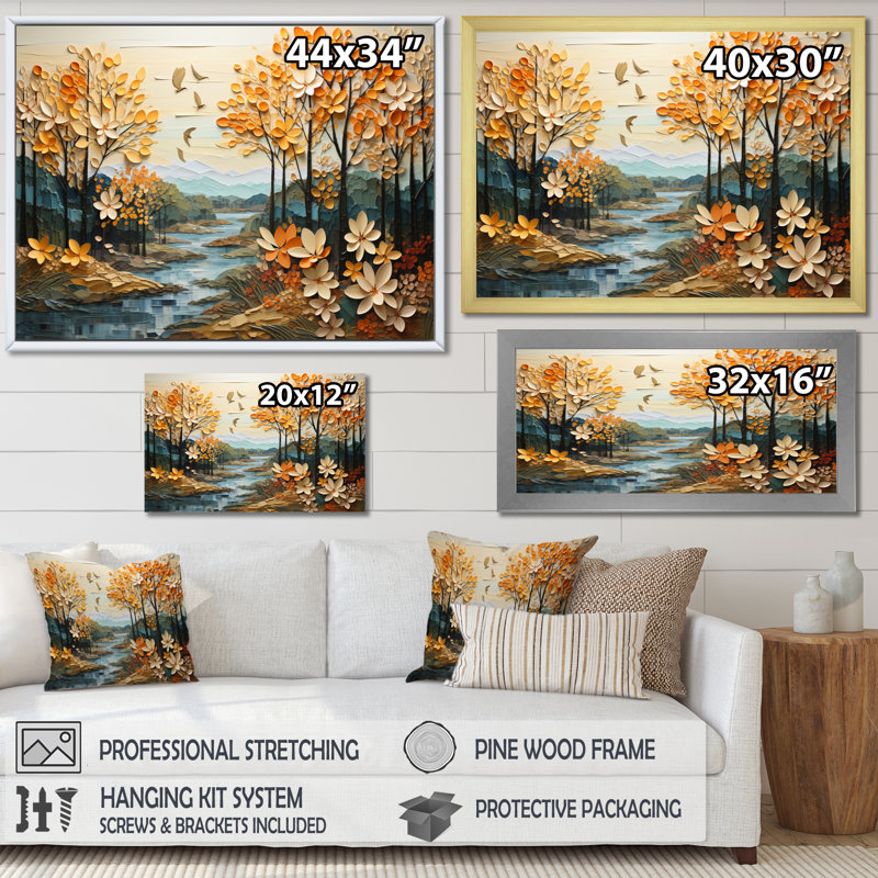 " Forest Enchanted Canopy Patchwork I ", H 34 po x l 44 po x P 1,5 po, Toile tendue