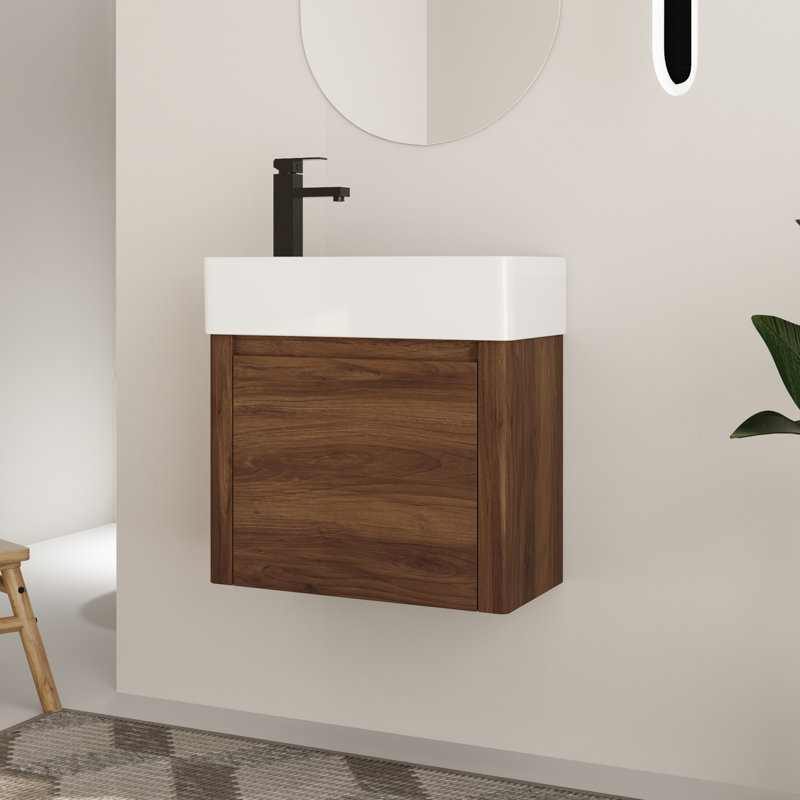 Ensemble de vanité murale simple Quell 22 po avec comptoir en céramique, 22"