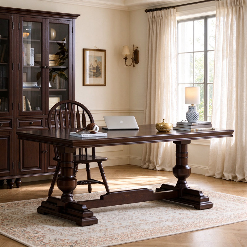 Solid Wood Writing Desk, H 30,7 po x l 55,1 po x P 27,56 po