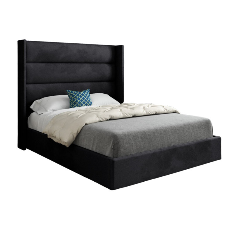 Antoan Upholstered Bed, Black, Small Single (2'6)
