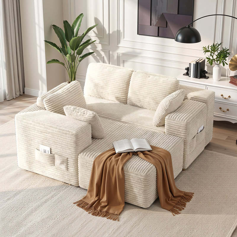 Cloud Modular Sectional Couch with L-Shape Lounge Chair, Deep Seating, No Assembly Required, Living Room and Bedroom Cushioned Sofa