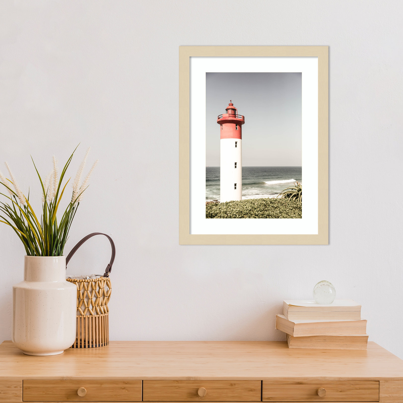 Oyster Box Lighthouse by Shot by Clint Wood Framed Wall Art Print, Brown, 17" H x 13" W
