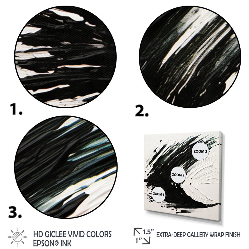 Essentiel essentiel, abstrait noir et blanc - Reproduction d'art abstrait, Cadre naturel flottant, H 16 po x l 16 po x P 1 po
