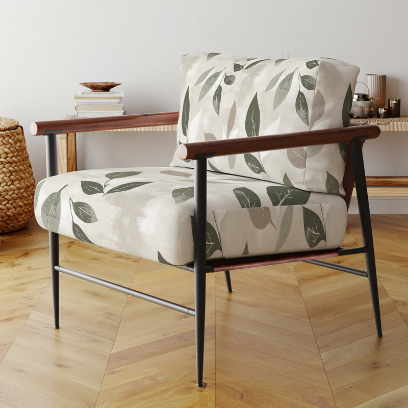 Chaise d'appoint Floral, Bras ronds bruns