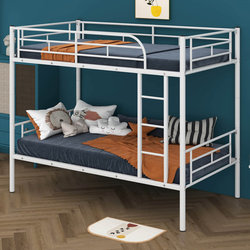 Esliabeth Twin Over Twin Metal Bunk Bed, White