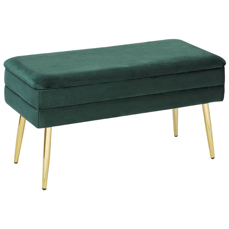 Alicija Velvet Upholstered Storage Bench, Green