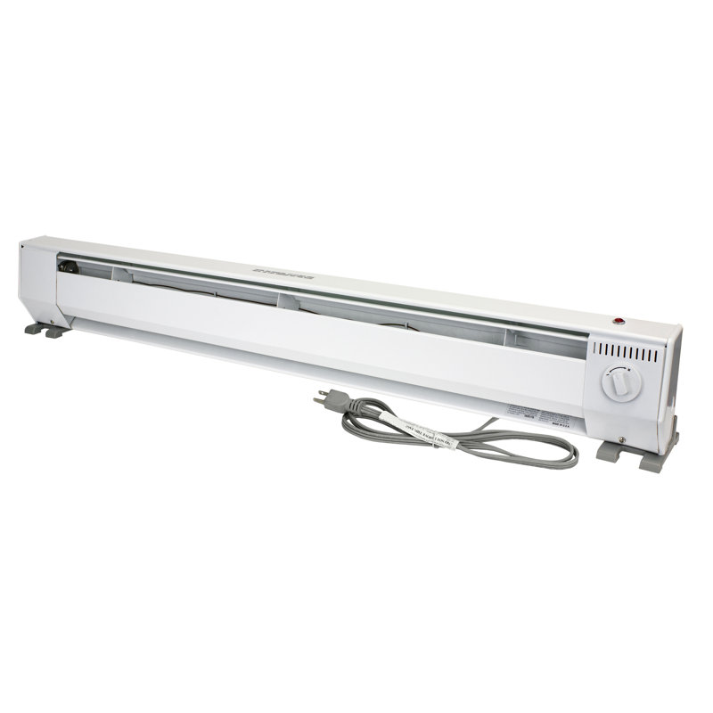 White 4-Foot Electric Convection Baseboard Heater with Thermostat