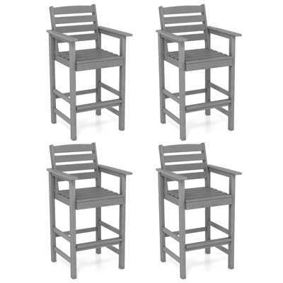 Patio Bar Stools Set of 4 Tall Adirondack Chair w/ Backrest Armrests & Footrests by Hokku Designs