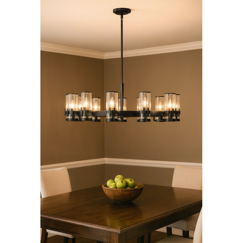 Reeve 12 - Light Unique Wagon Wheel Chandelier, Black Oxide
