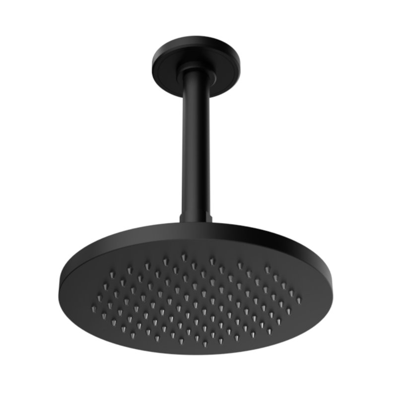 Rainstone Rainshower Head - Modern, 8", Matte Black