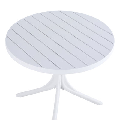 Modern White Round Plastic Table – 36 Inch Indoor/Outdoor Dining Table & Coffee Table, Lightweight Polypropylene All-Weather Patio Table For Garden, Courtyard, Kitchen, Camping (White)