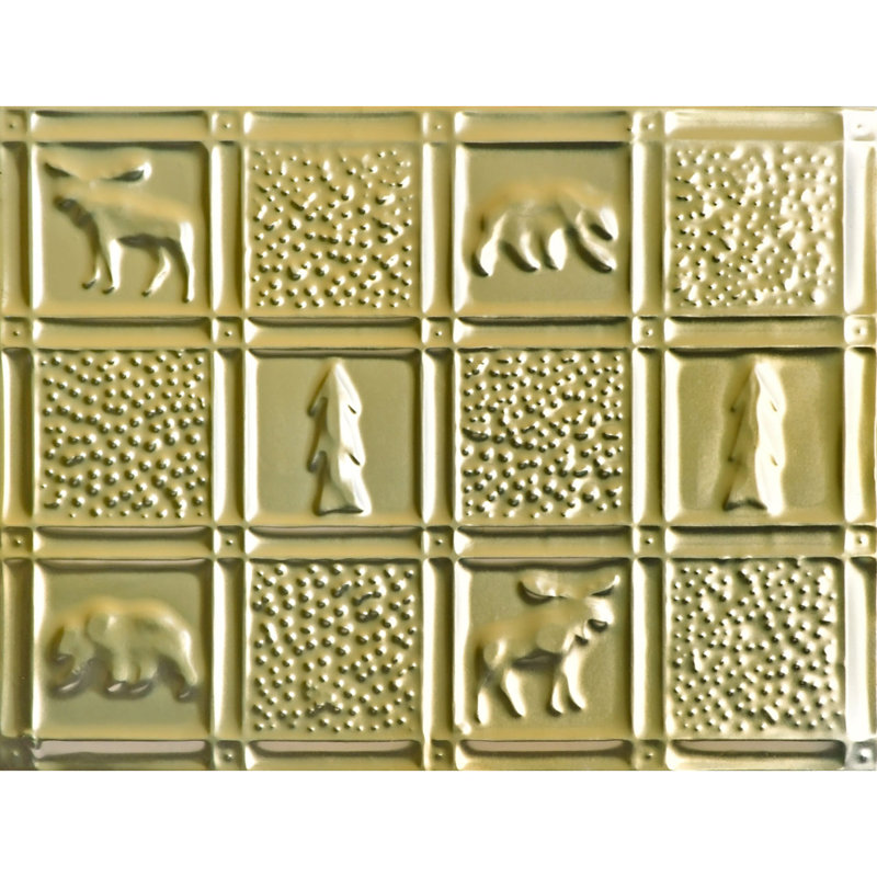 Gwen's Cabin  21" x 16" Tin Plated Steel - Wall and Backsplash Tile, Gold Nugget