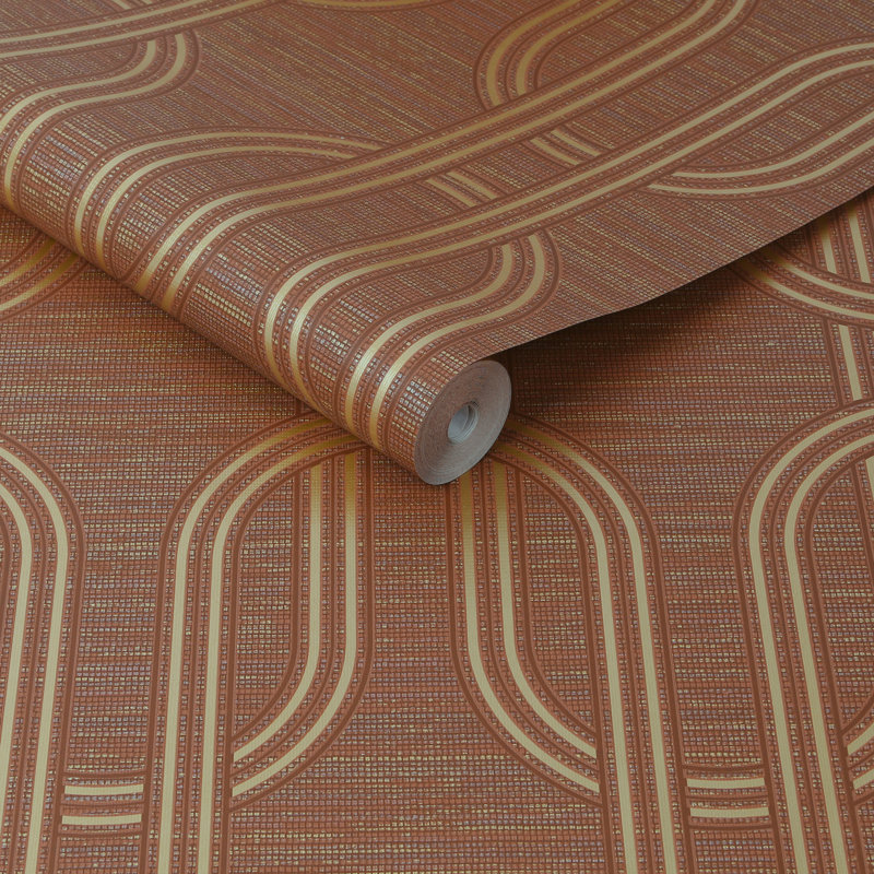 Geometric Metallic Wallpaper Double Roll, Ruby