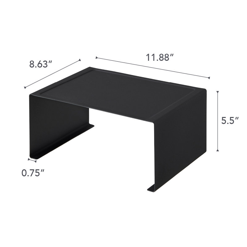 Sleek Black Steel Stackable Kitchen Organizer Shelf, 12" Wide