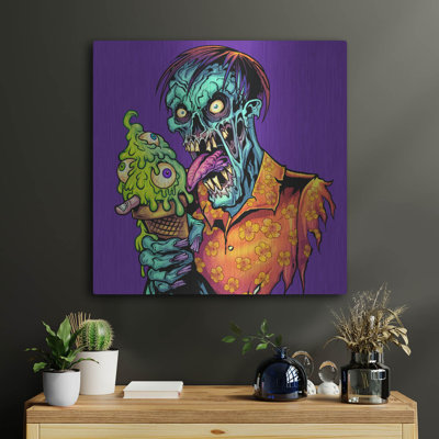  'Ice Cream Cone Zombie' by FlyLand Designs Metal Wall Art, 24" x 24"
