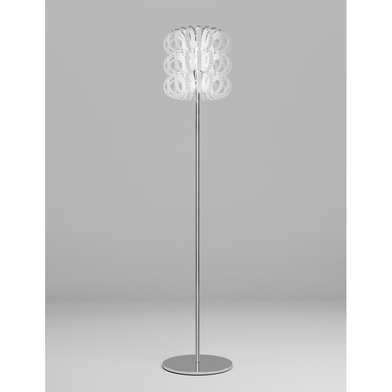 Ecos Striped 35 Floor Lamp, White Striped, Glossy Chrome
