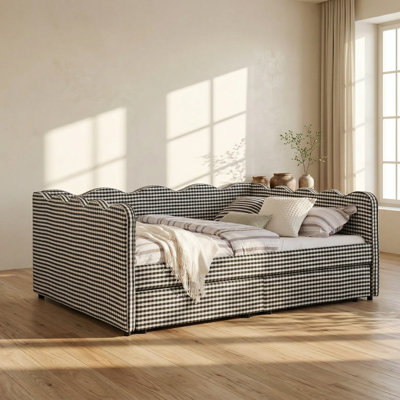 Lit de jour grand à 2 tiroirs en lin Royal Star l 85,75 po x P 65 po x H 33,5 po