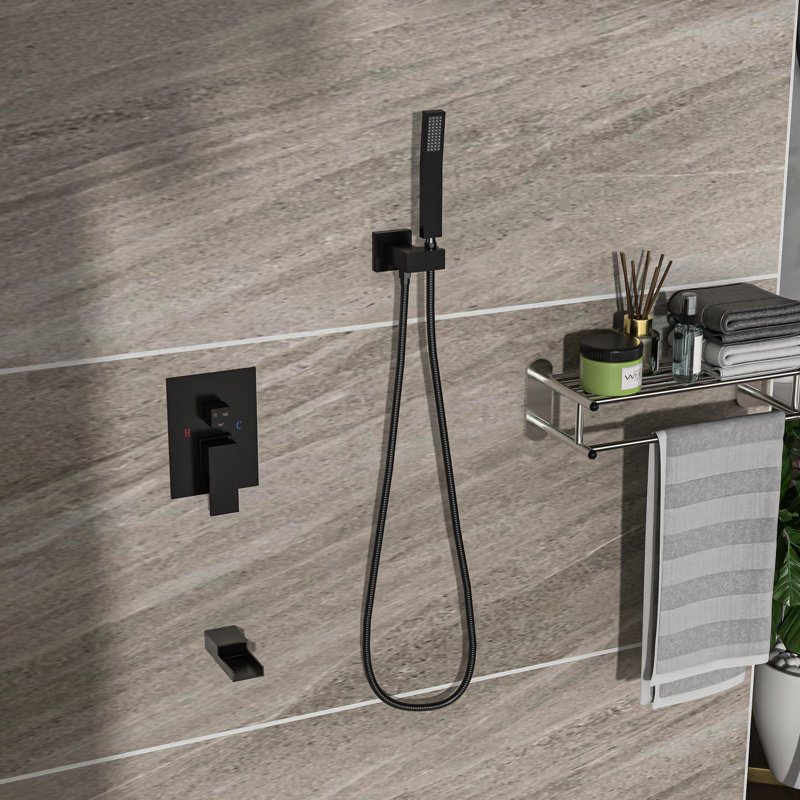 Oil Rubber Bronze Shower Compilation - 12 Inch Ceiling Mount Waterfall Tub Spout 3 Function Rainfall & Handheld Showers Valve Simple Installation Hygiene Pledge System In Oil-Rubbed With Easy Install