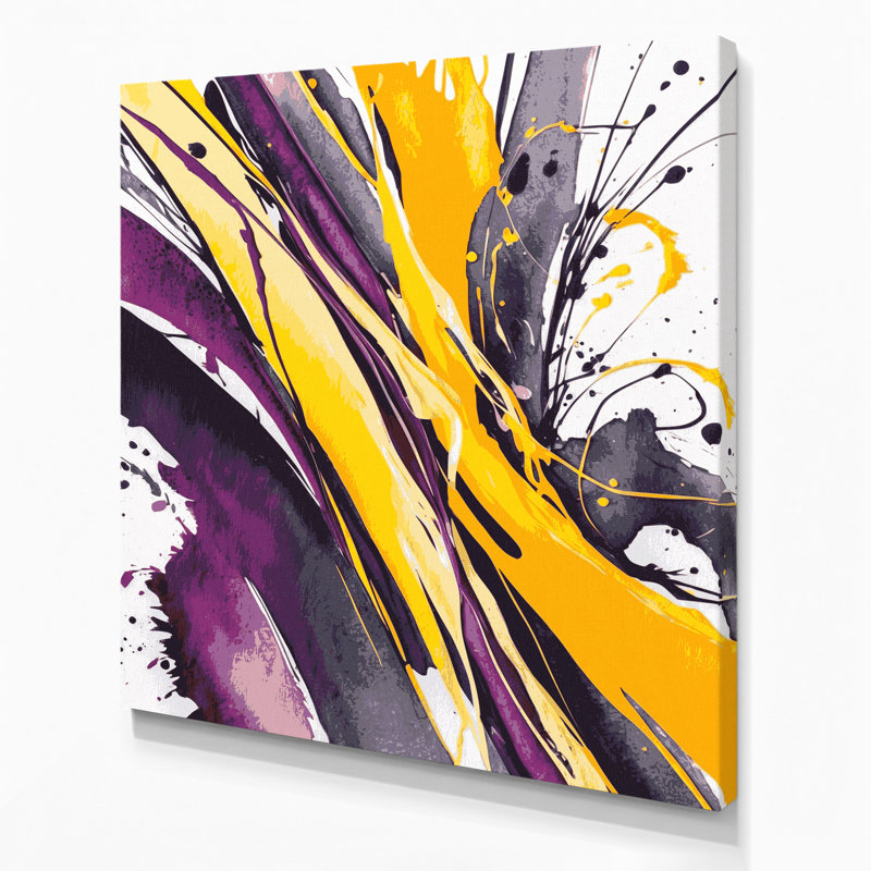 "Watercolor Abstract 83", art mural sur toile mauve, H 12 po x l 12 po
