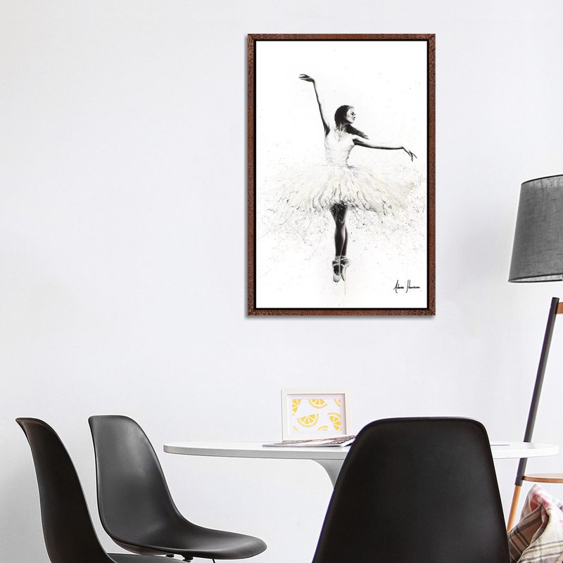 The White Swan by Ashvin Harrison - Print on Canvas, 101.6 cm H x 66.04 cm W, Classic Brown Wood Framed