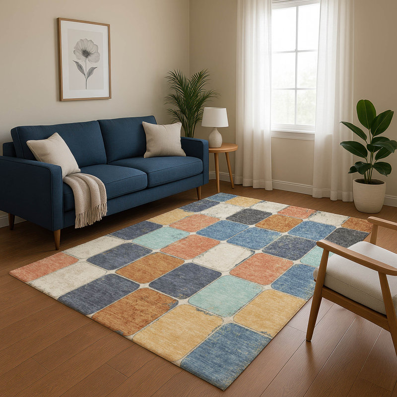 Premium Machine Washable Mayfield Geometric Rug, Rectangle 3' x 5'