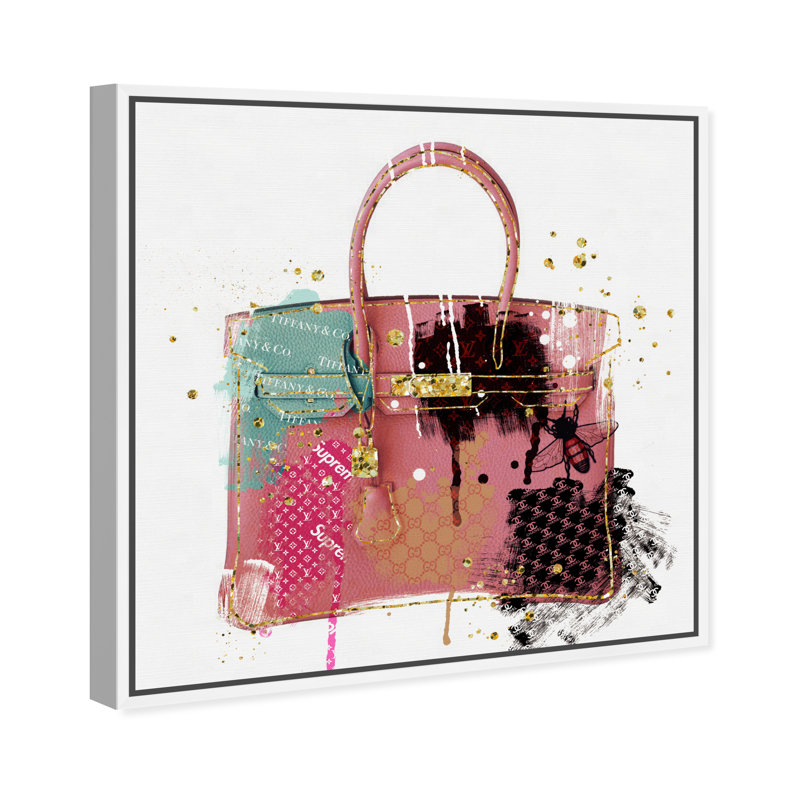 «Fashion and Glam French Purse Splatters Handbags», impression sur toile, H 20 po x l 20 po, Toile blanche encadrée