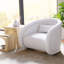 Chaise d'appoint pivotante - 34 po de largeur, revêtement bouclé blanc givré, pivotant à 360 ° avec base en bois massif, chaise de salon moderne