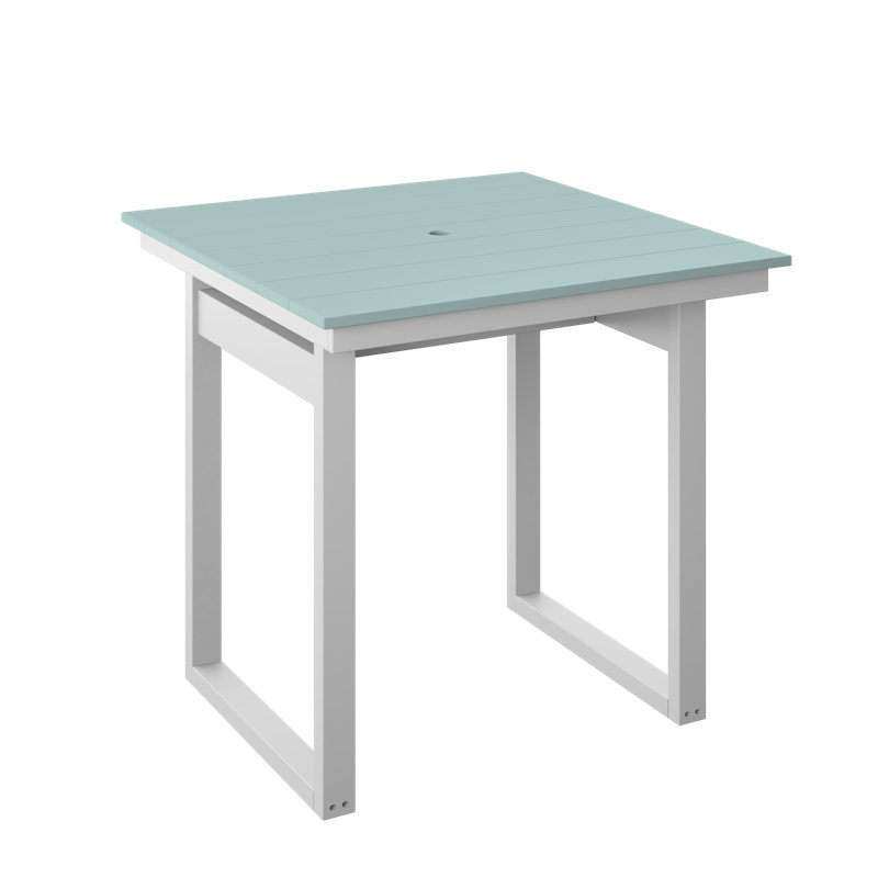  Table carrée moderne de 38 po de hauteur comptoir. Sauge et blanc, Blanc, H 36 po x l 38 po x P 38 po, Sauge