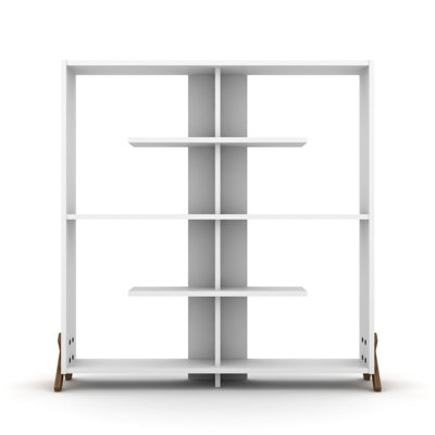 Wood Frame 6 Shelves Bookcase Industrial Bookshelf Modern Bookcases Large Bookshelf Organizer