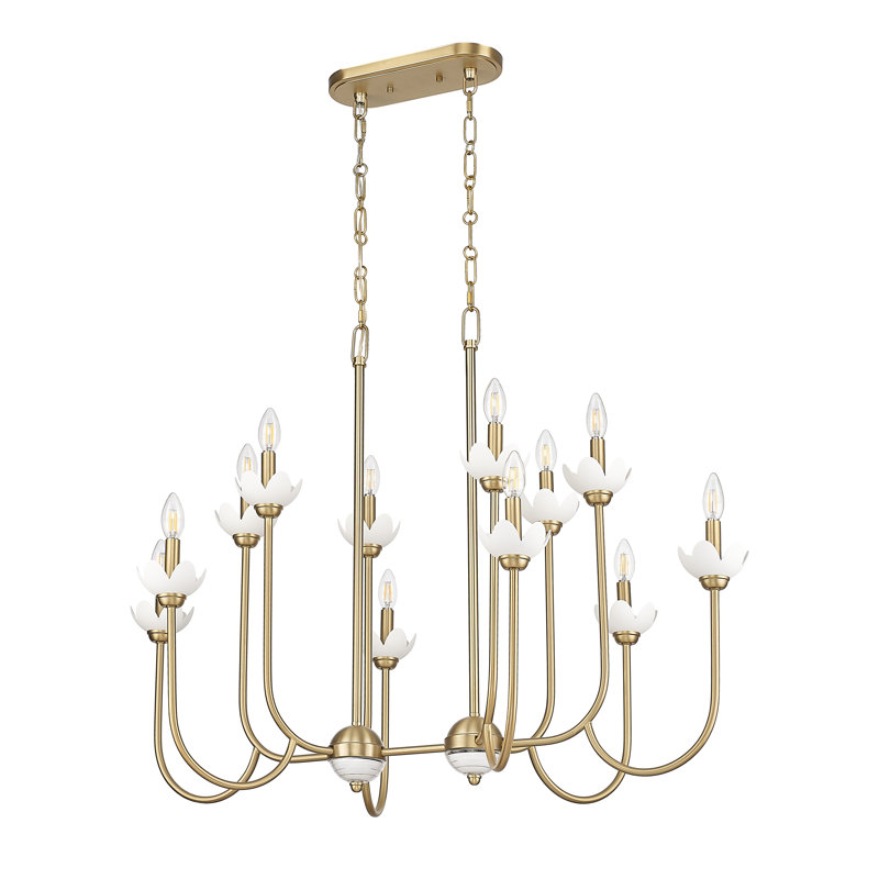 Lustre linéaire moderne Burgett, 12 lumières, Doré, H 30,5 po x l 24,5 po x P 42 po