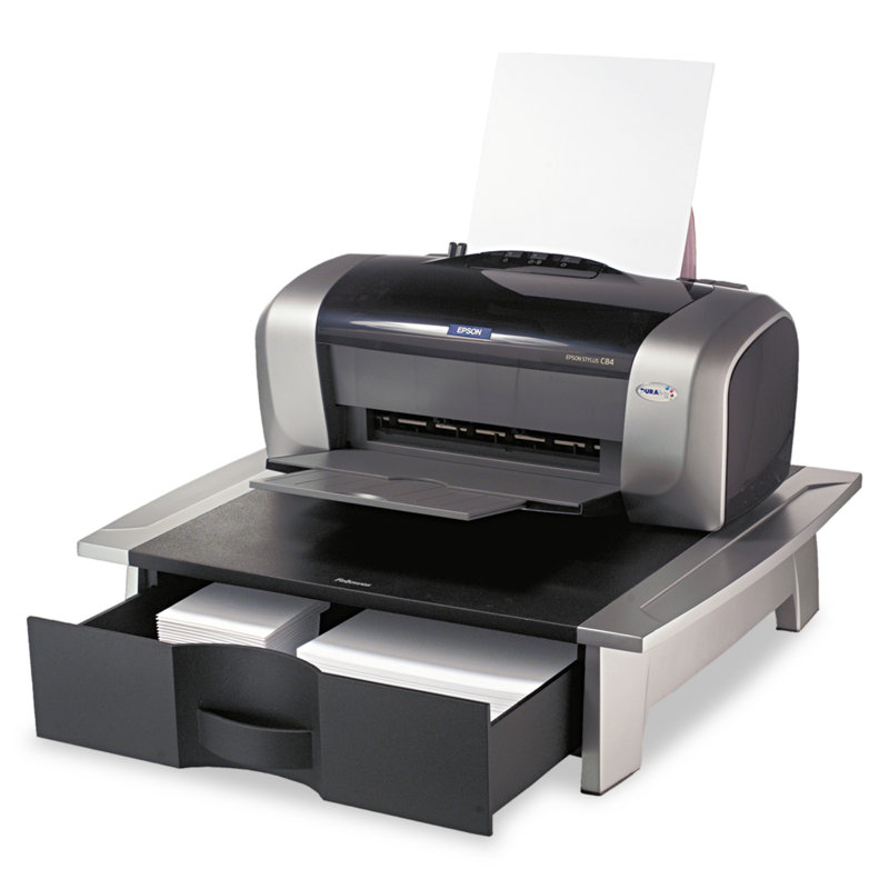 Black Multi-Purpose Printer Stand with Storage Drawer