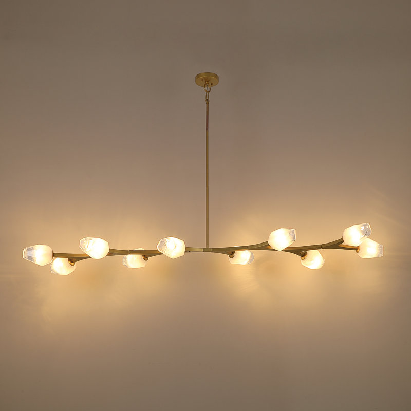 10-Lights  Adjustable Modern Linear Branch Chandelier, Gold