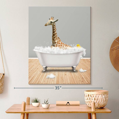 Impression sur toile, girafe et baignoire
