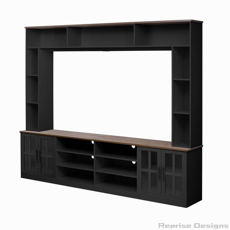 Meuble audio-vidéo l 95,5 po avec tablettes pour téléviseurs de 80 po ou moins, Noir