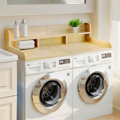 Comptoir de laveuse-sécheuse avec rebord, organisateur à double couche pour le rangement du linge, 54 po