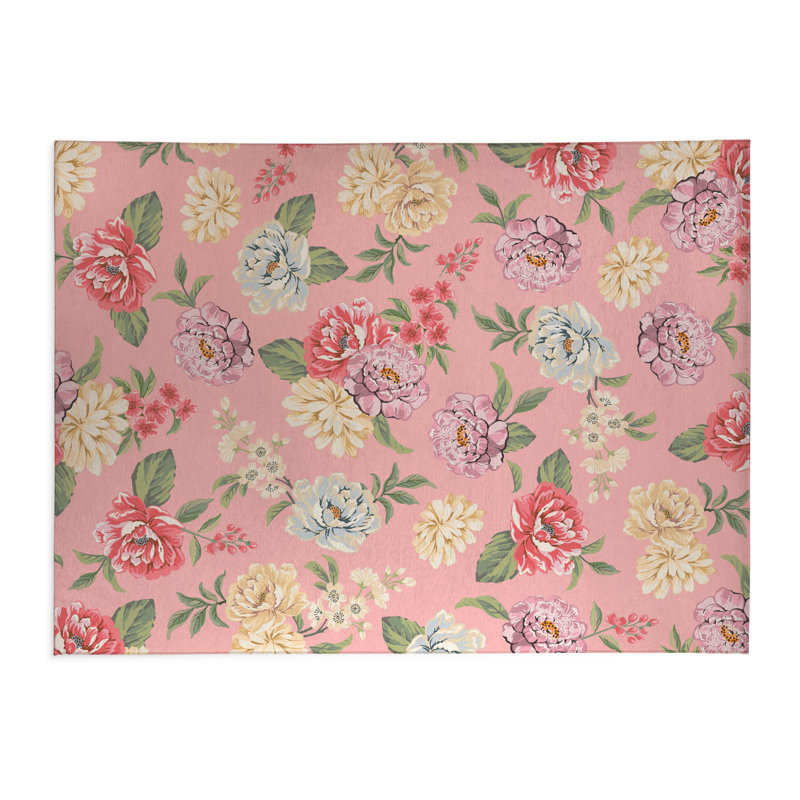 Tapis de cuisine léger Catherine, Rectangle 5 pi x 7 pi, Rose