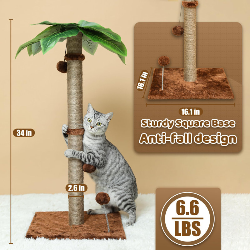34'' Tall Palm Cat Tree, Cat Scratching Post