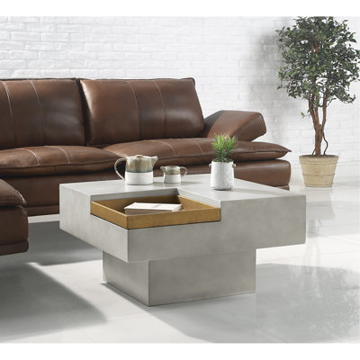 Table basse en ciment de style industriel avec espace de rangement et de construction magnifique