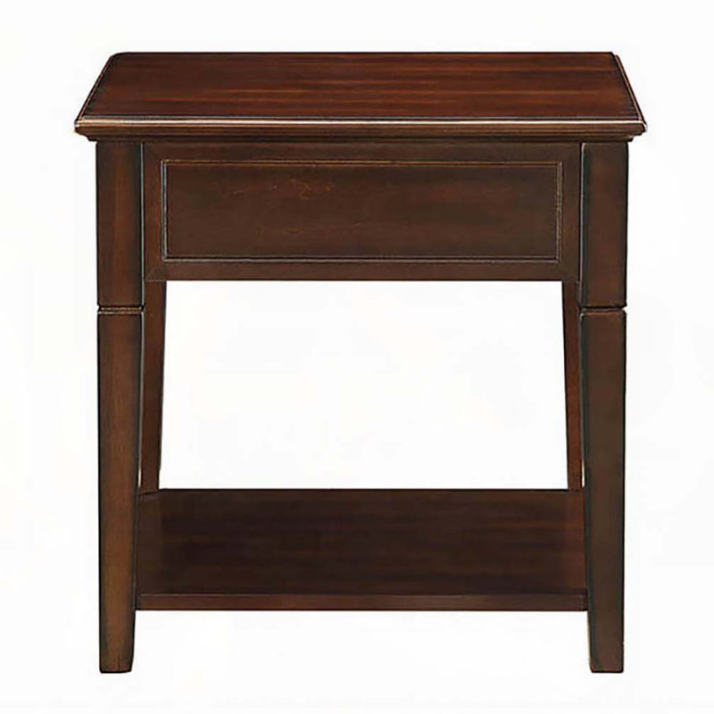 Walnut End Table with Bottom Shelf