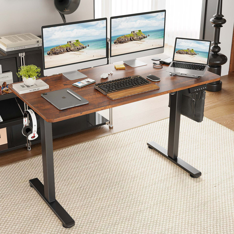 Bureau de travail électrique à hauteur réglable, L 47,24 po x P 23,62 po, Brun / Noir