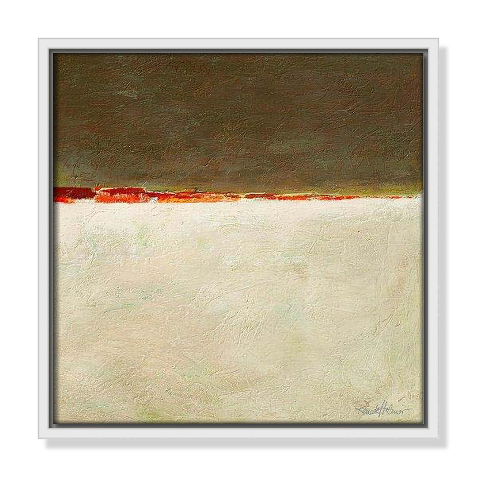 Orange Horizon I by Renate Holzner, 13.5'' H x 13.5'' W x 2'' D, White Framed