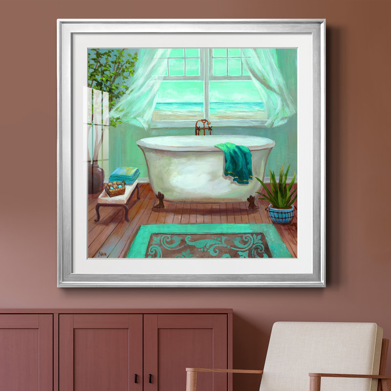 Douce brise I - peinture encadrée, Papier avec cadre argenté, H 26,5 po x l 26,5 po x P 1,5 po