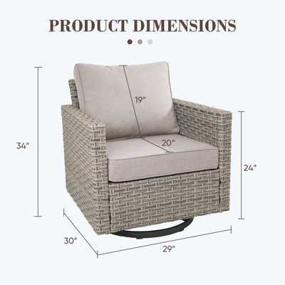 Ensemble de 2 chaises berçantes pivotantes en osier pivotant avec coussins Clute Arnoltice