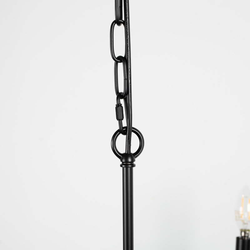 Lustre de style campagnard noir mat à 6 lumières à intensité variable Emilyn, H 12 po x l 37 po x P 37 po